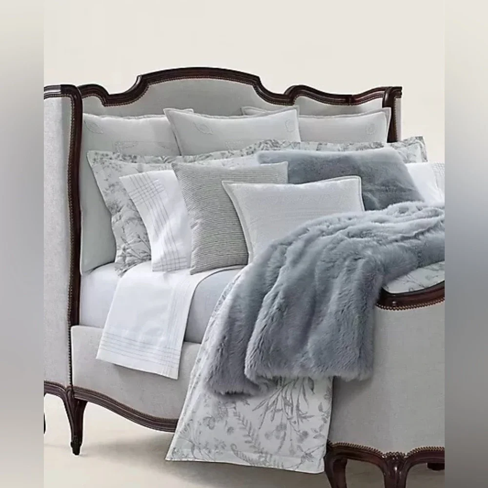 $215 NEW RALPH LAUREN HOME QUEEN FLAT SHEET 624 TC SATEEN HANDKERCHIEF PLATINUM